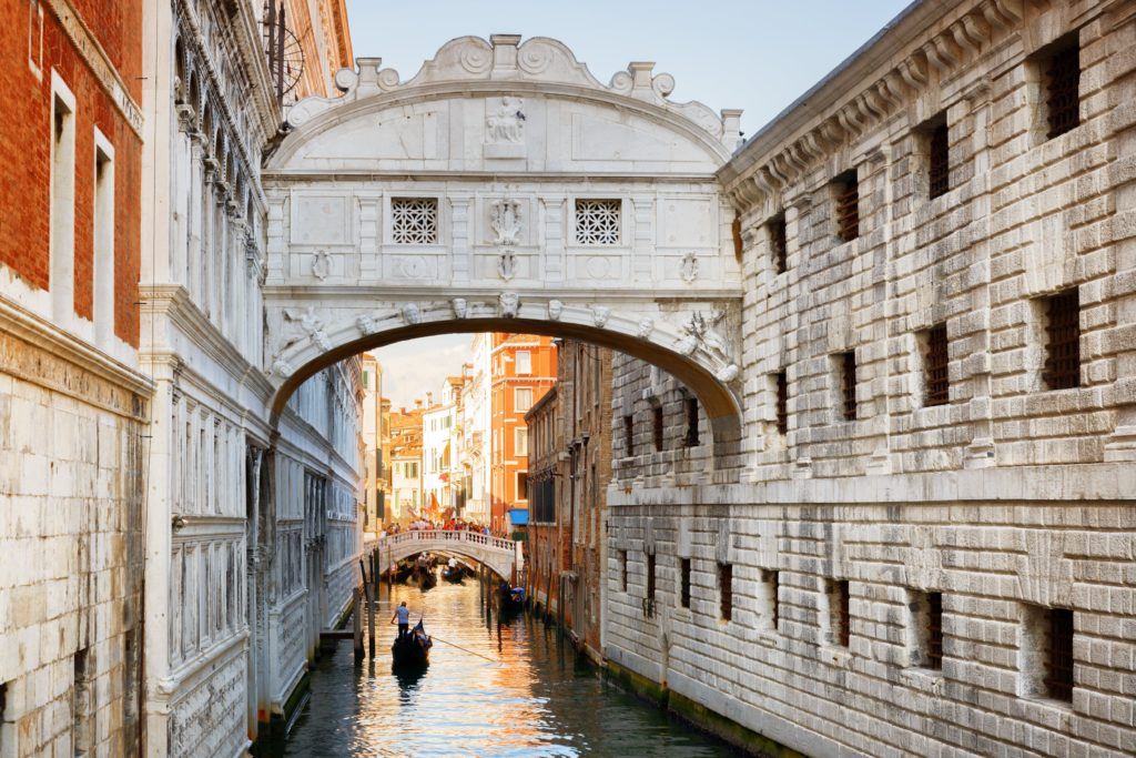 Romantic Bridge of Sighs in Venice Italy