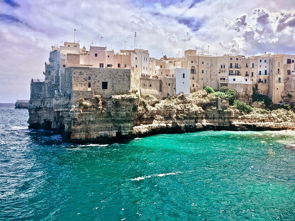 Crystal-clear waters along the beaches near Monopoli, Puglia."